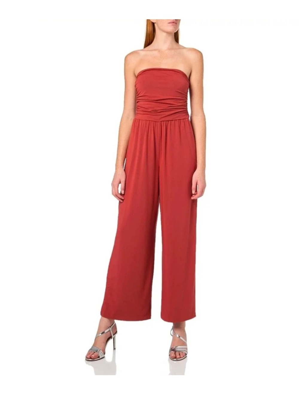 Sweaty Betty Strapless Wide-Leg Jumpsuit in Rust